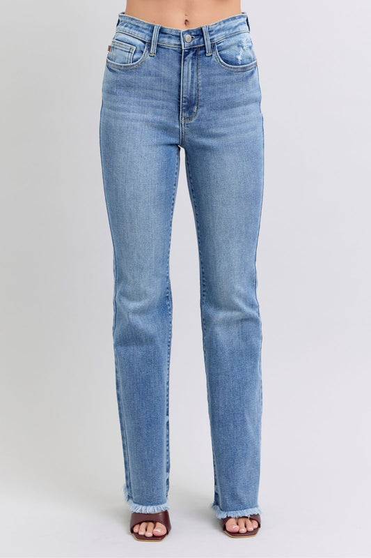 Judy Blue Fray Hem High Rise Bootcut Jeans