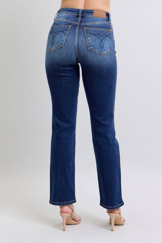 Judy Blue High Rise Vintage Wash Thermal Straight Jeans