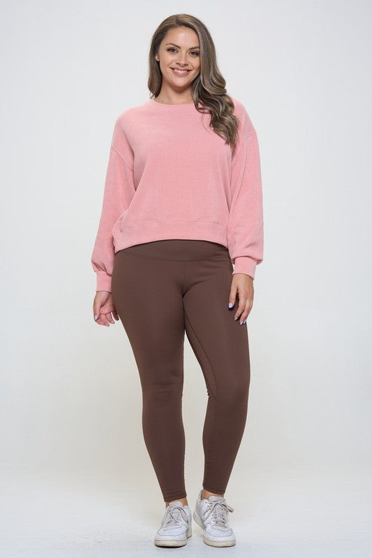 Fleece Lined High Waisted Leggings - Coffee Brown