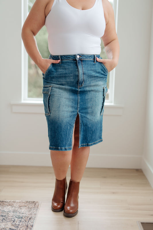 Judy Blue Cargo Denim Skirt