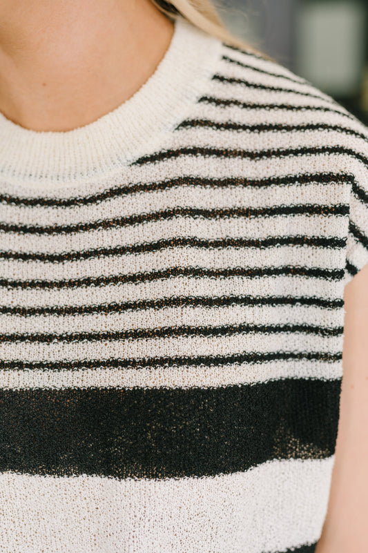 Chic and Sweet Striped Knit Top