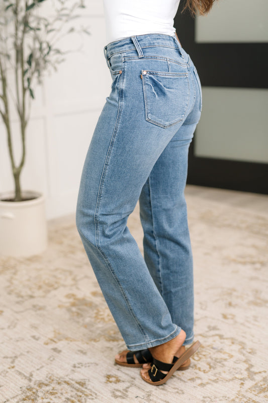 Judy Blue Mid Rise Control Top Vintage Straight Jeans