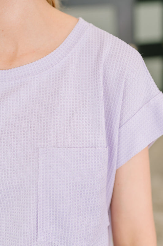 Foundation First Waffle Knit Relaxed Tee in Lilac