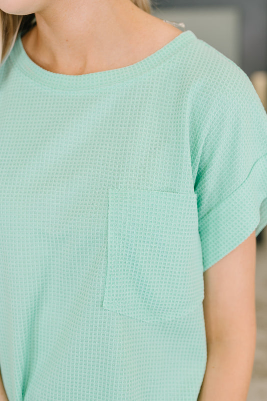 Foundation First Waffle Knit Relaxed Tee in Mint