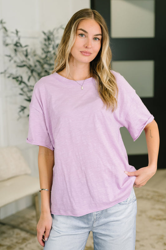 Just Like That Relaxed Heather Tee in Lilac