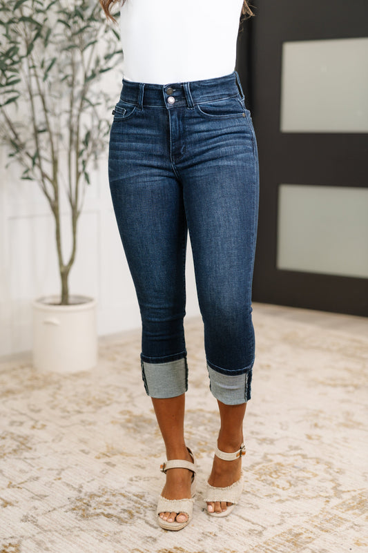 Judy Blue High Rise Double Waist Band Capri Jeans