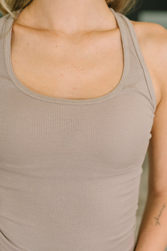 Keeping it Cool Scoop Neck Tank in Ash Mocha