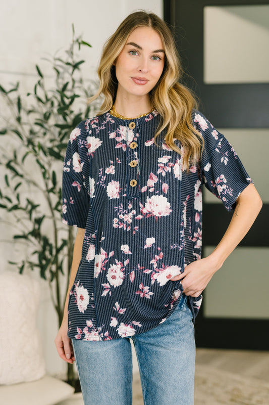 Really Simple Floral Henley Top