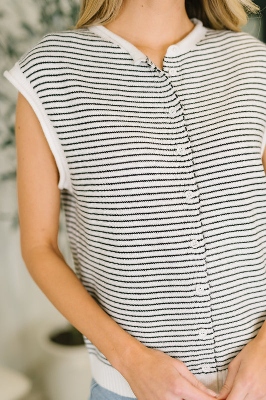 So Good It Hurts Cap Sleeve Button Down Top