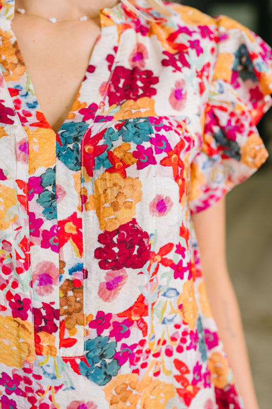 Start of Something Great Flutter Sleeve Floral Dress