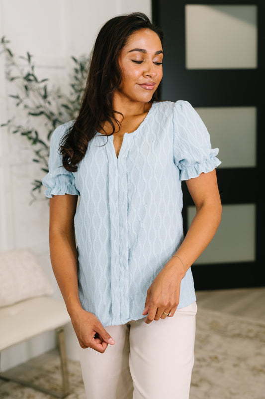 To Call My Own Textured Blouse in Powder Blue