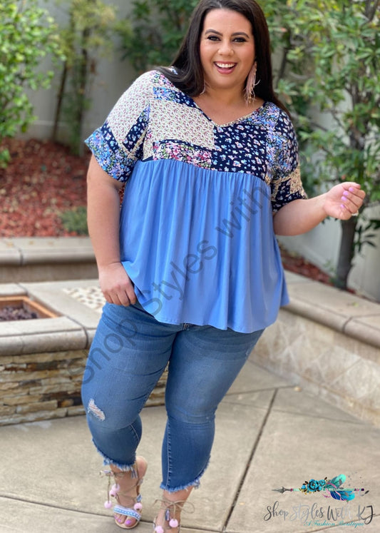 Blue Skies Floral Patchwork Baby Doll Size Small