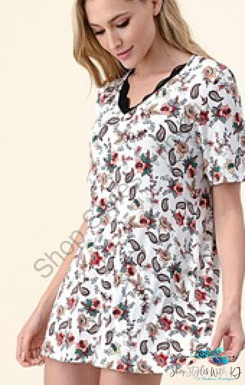 Garden Of Romance Short Sleeve Top - Size Small