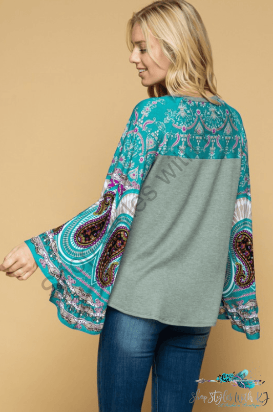 Pay Close Attention Bell Sleeve Top - Size Small