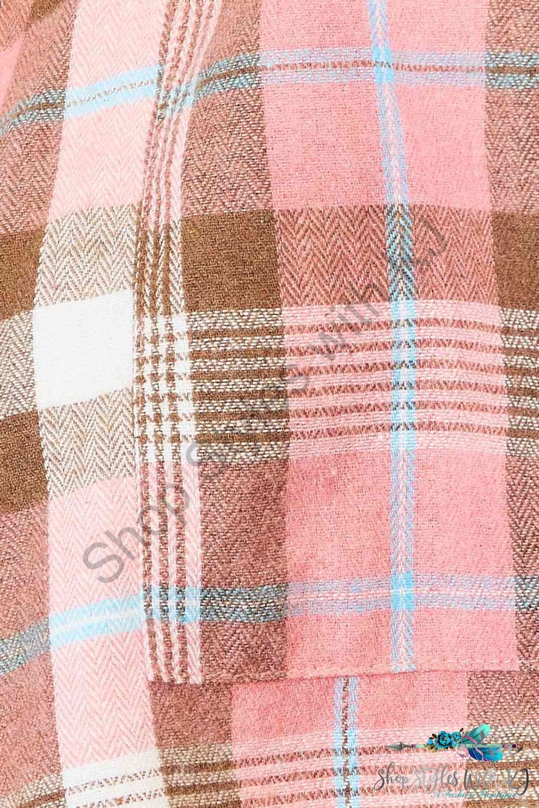 Plaid Collared Neck Long Sleeve Button-Up Shirt Shirts & Tops