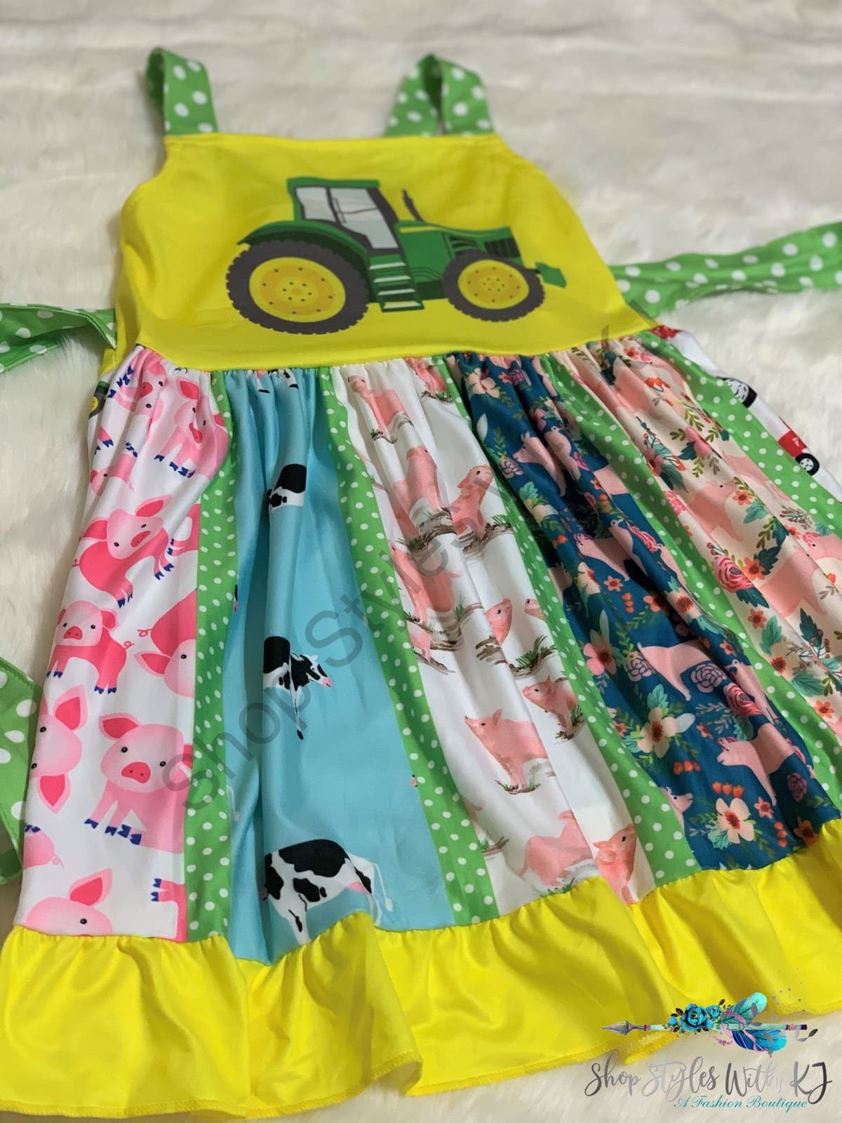 Farm Animal Tractor Dress Kids
