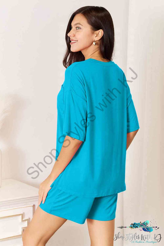 Basic Bae Full Size Soft Rayon Half Sleeve Top And Shorts Set Lounge