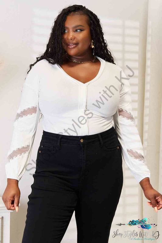 Double Take V-Neck Dropped Shoulder Blouse White / S