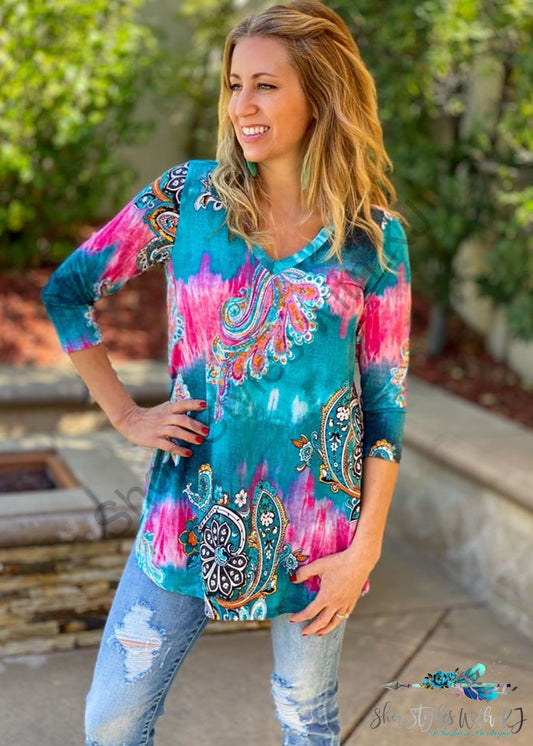 Vibrant Paisley Tunic - Size Small