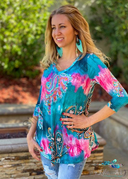 Vibrant Paisley Tunic - Size Small