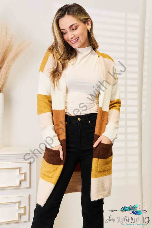 Woven Right Color Block Dropped Shoulder Cardigan Chartreuse / S