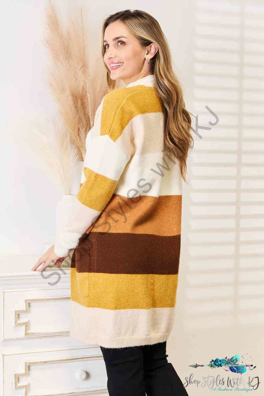 Woven Right Color Block Dropped Shoulder Cardigan