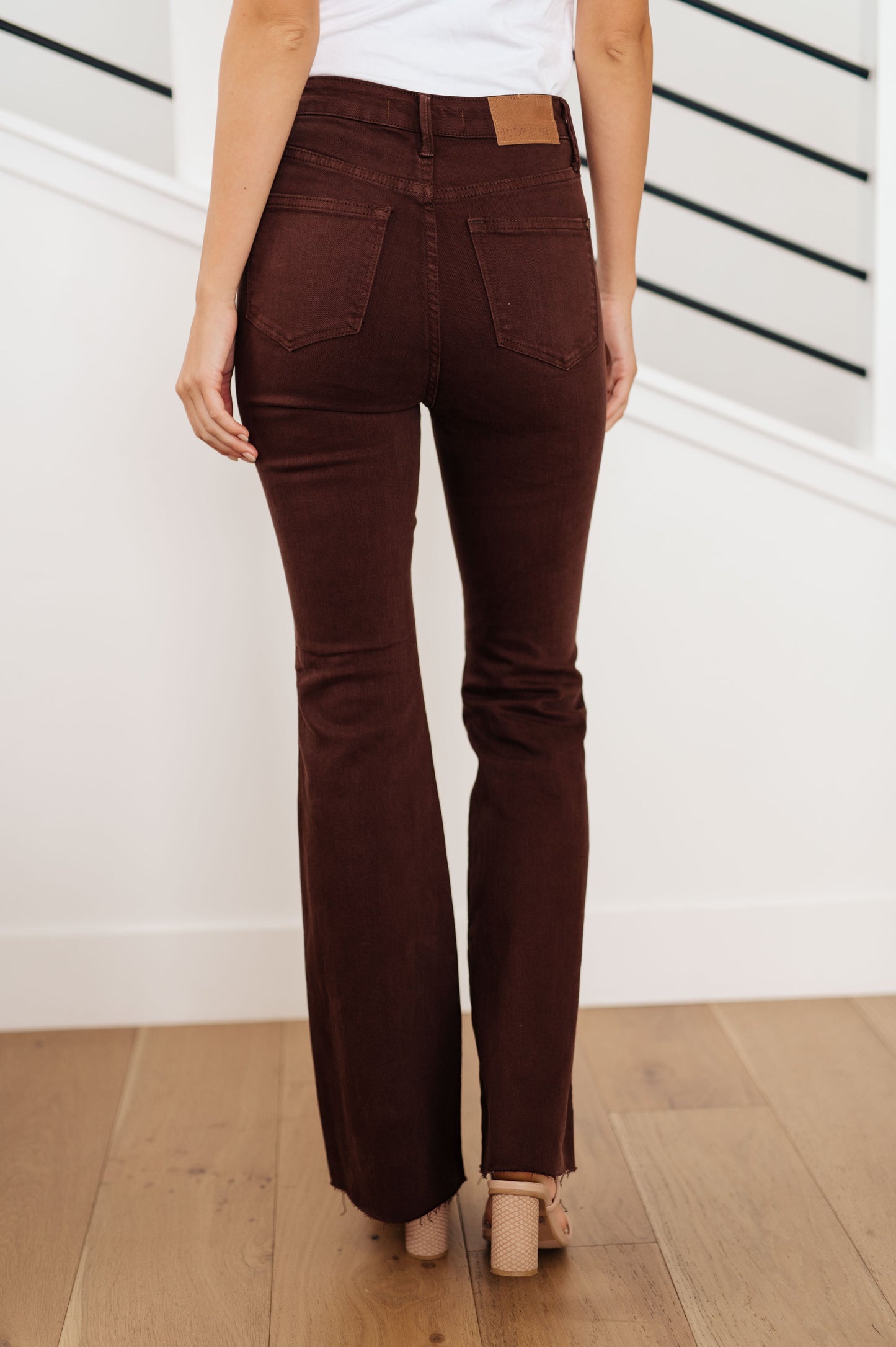 Judy Blue High Rise Tummy Control Flare Jeans in Espresso