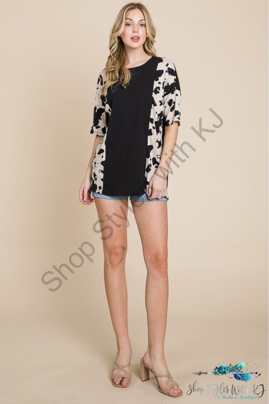 Rodeo Love Ribbed Animal Contrast Tee Shirts & Tops