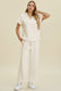 Collared Neck Short Sleeve Top and Pants Set - 2 Colors