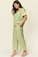 Texture Half Zip Short Sleeve Top and Pants Set - 6 Colors