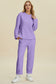 Texture Round Neck Long Sleeve Top and Pants Set - 3 Colors