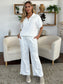 Texture Half Zip Short Sleeve Top and Pants Set - 6 Colors