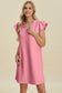 Ruffled V-Neck Cap Sleeve Dress - 5 Colors