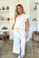 Texture Ruffle Short Sleeve Top and Wide Leg Pants Set - 5 Colors