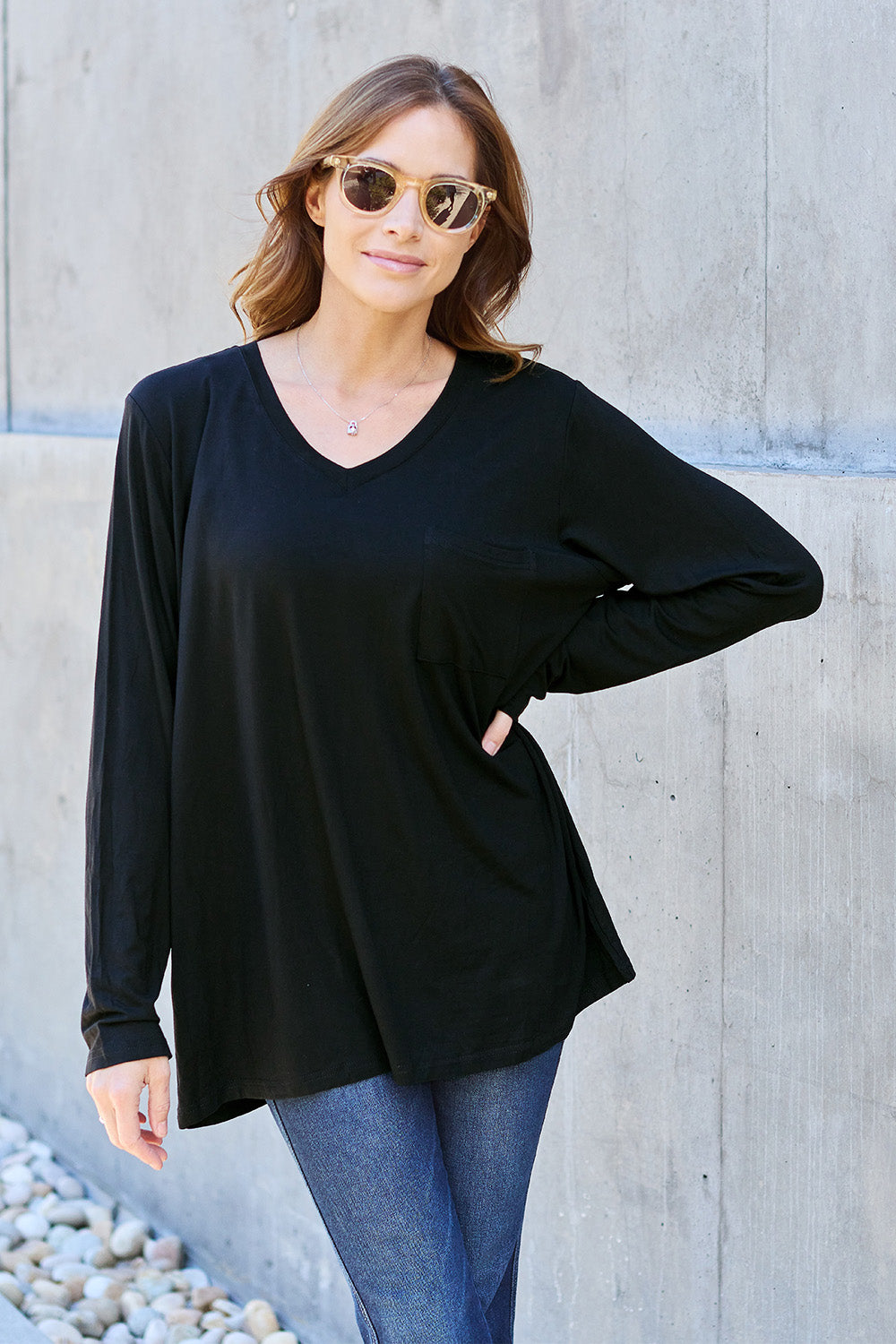 V-Neck Long Sleeve Top - 5 Colors