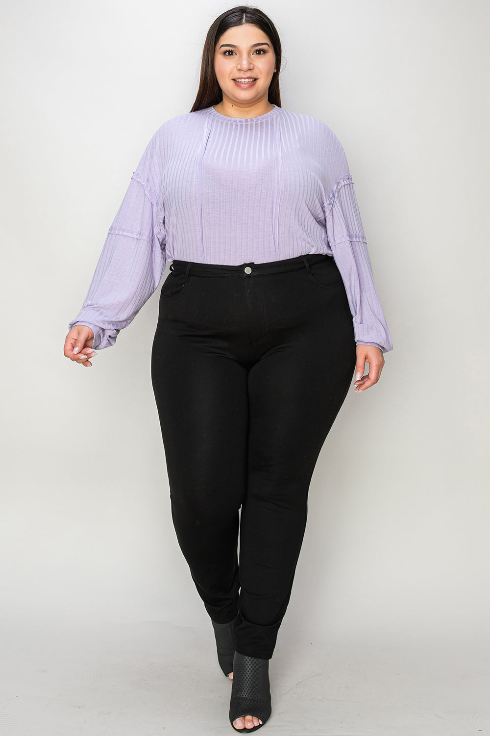 Ribbed Round Neck Long Sleeve T-Shirt - 8 Colors