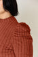 Ribbed Mock Neck Puff Sleeve T-Shirt - 5 Colors