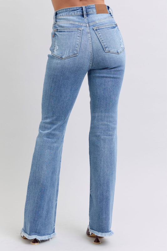 Judy Blue Fray Hem High Rise Bootcut Jeans