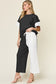 Texture Contrast T-Shirt and Wide Leg Pants Set - 4 Colors