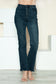 Judy Blue Button Fly Hem Destroy High Rise Straight Jeans