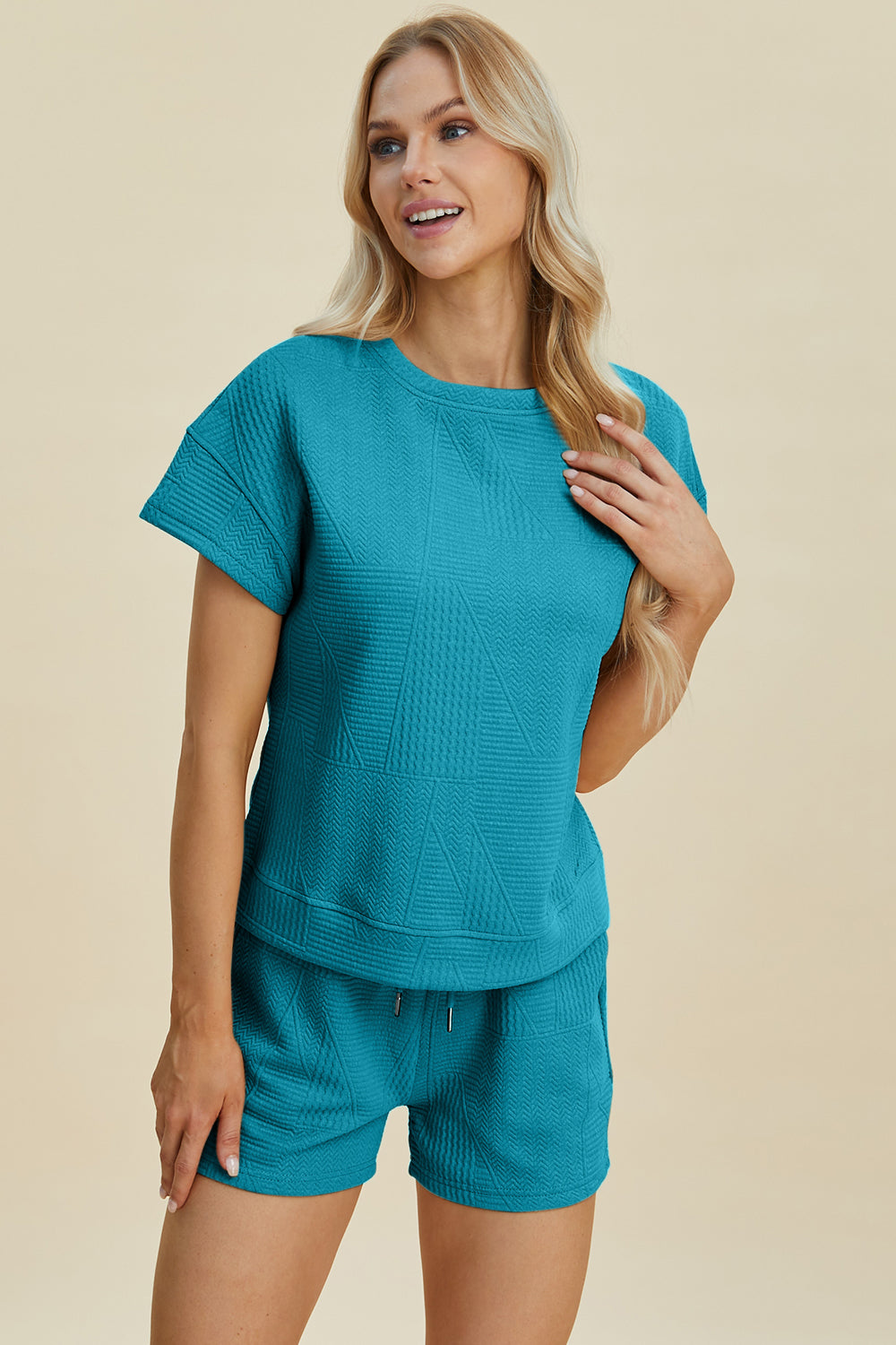 Texture Short Sleeve Top and Shorts Set - 5 Colors