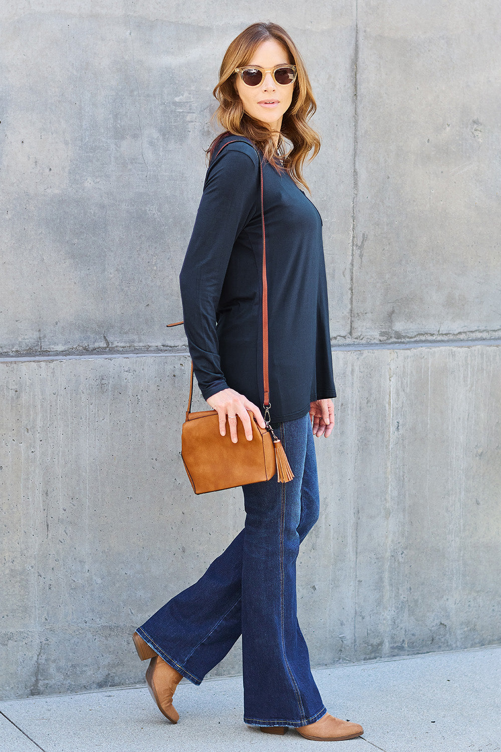 Round Neck Long Sleeve Top - 5 Colors