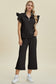 Texture Ruffle Short Sleeve Top and Wide Leg Pants Set - 5 Colors