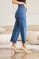 RFM Tummy Control High Waist Raw Hem Cropped Jeans - Blue Slate