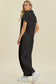 Collared Neck Short Sleeve Top and Pants Set - 2 Colors