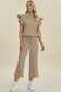 Texture Ruffle Short Sleeve Top and Wide Leg Pants Set - 5 Colors