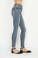 Judy Blue Tummy Control High Rise Vintage Wash Hem Destroy Skinny Jeans