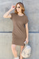 Round Neck Short Sleeve Dress with Pockets - 5 colors