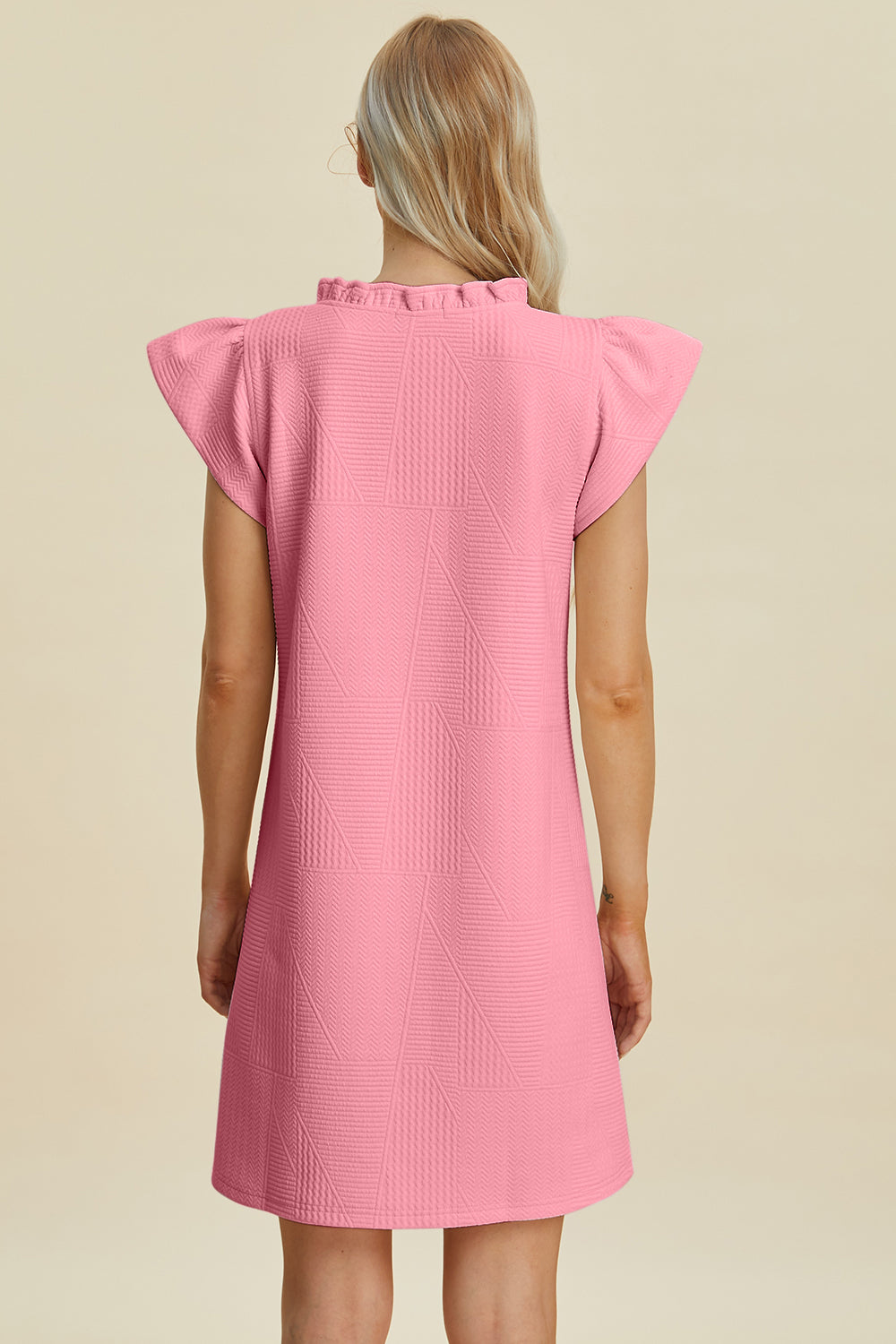 Ruffled V-Neck Cap Sleeve Dress - 5 Colors