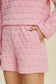 Texture Round Neck Long Sleeve Top and Shorts Set - 3 Colors